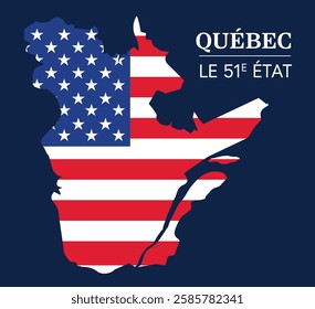 Quebec province of canada map as the 51st state of the USA concept vector illustration 