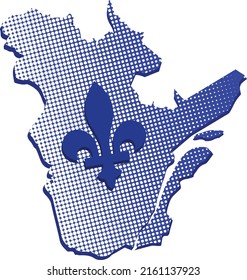 Quebec province of canada map and emblem on dot texture effect