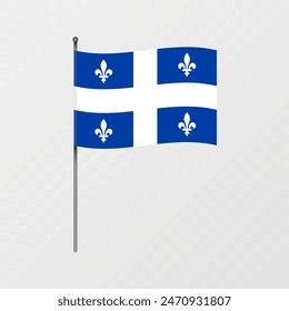 Québec Provinz Flagge auf Fahnenmast. Vektorillustration.
