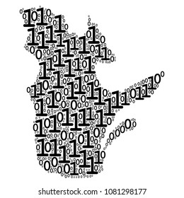 Quebec Province Map composition icon of binary digits in variable sizes. Vector digits are combined into Quebec Province Map mosaic design concept.