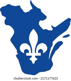 Quebec province territory art style with the fleur del lis painted inside in white. Vector art web image design.