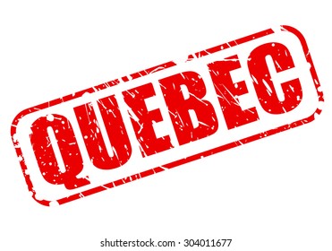 Quebec red stamp text on white