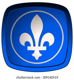Quebec Sign Fleur De Lis on a Blue Plate, Vector Illustration.