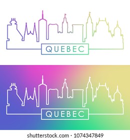 Quebec skyline. Colorful linear style. Editable vector file.