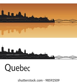 Quebec skyline in orange background in editable vector file