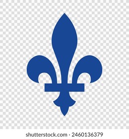 A Quebec style fleur-de-lys in vivid blue, displayed on a clear checkered backdrop.