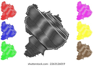 Quechultenango Totolapan municipality (Free and Sovereign State of Guerrero, Mexico, United Mexican States) map vector illustration, scribble sketch Quechultenango map