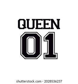 QUEEN 1. Draw and text, sublimation design and Vector T-shirt fashion design. 