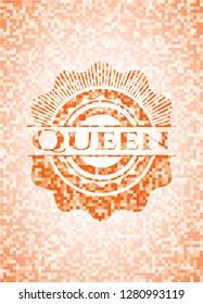 Queen abstract orange mosaic emblem