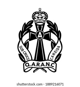 Queen Alexandra's Royal Army Nursing Corps or QARANC Badge Retro Black and White