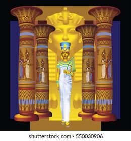 The queen of ancient Egypt and the golden sphinx