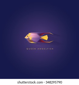 Queen Angelfish logo icon design in modern geometric polygonal style