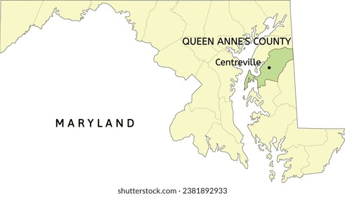 Bezirk und Stadt von Königin Anne in Centreville, Lage auf der Maryland-Staatskarte