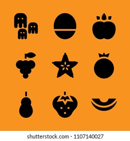 queen apple, light, star fruit and section icon set. Vector illustration for web and design.