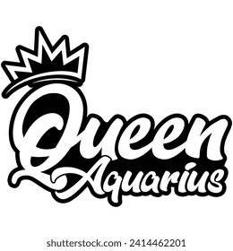 queen aquarius black vector graphic design and cut file