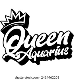 queen aquarius black vector graphic design and cut file