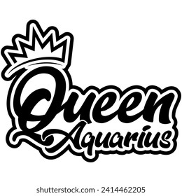 queen aquarius black vector graphic design and cut file