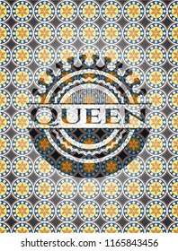Queen arabic style badge. Arabesque decoration.