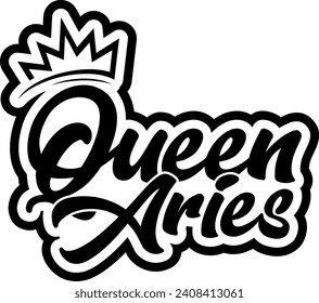 queen aries black vector graphic design and cut file