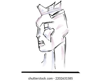 Queen of Artificial Intelligence vector line art cartoon character design