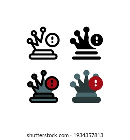 Queen Attention in Chess Game and Strategy Outline Icon, Logo, and illustration Vector