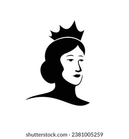 queen avatar silhouette design. pretty crowned girl sign and symbol.