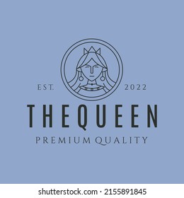 the queen beauty line art logo vector symbol illustration design