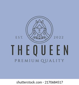 the queen beauty line art logo vector symbol illustration design