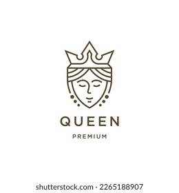 Queen beauty line logo design template flat vector