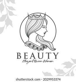 queen beauty woman logo template editable