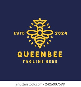 Queen Bee Animal Vector Logo Vintage Design