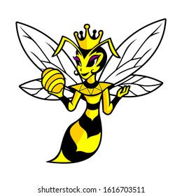 
Queen Bee Cartoon With Crown