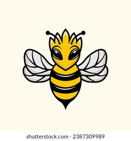 Queen Bee cartoon logo design template