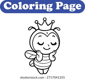 Página do livro de coloração de abelhas rainha para crianças