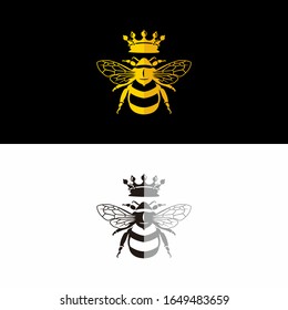 Queen bee flat design logo vector