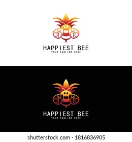 Queen bee flat design logo vector