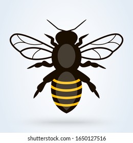 Abeja reina y abeja. Símbolo vectorial de icono de abeja