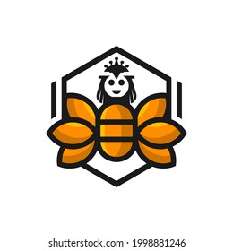 queen bee illustration logo design