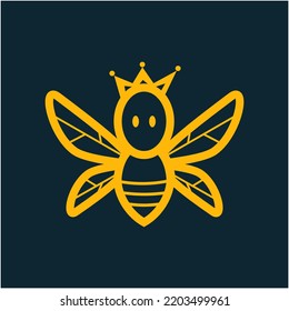 Icono de vector de ilustración de abeja reina
