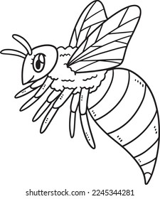 Queen Bee Isolated Coloring Page for Kids