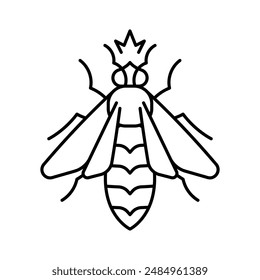 Queen bee, line icon. Honey production, beekeeping, apiculture concept. Linear illustration, editable strokes, minimalist symbol