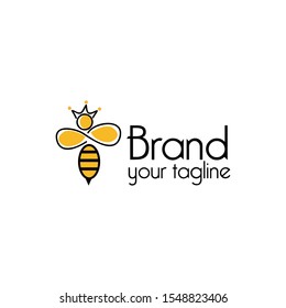 Queen bee Line logo, flat design. Vector Illustration on white background