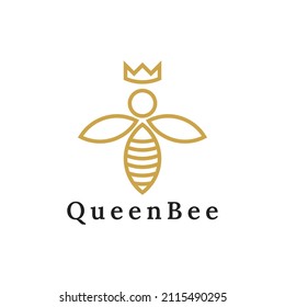 queen bee in line style logo design