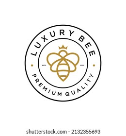 Queen bee logo with badge design template