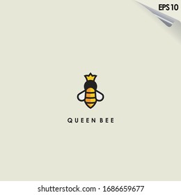 Queen Of Bee Logo Design. Bee Logo Template. Modern Design. Flat Logo. Vector Illustration