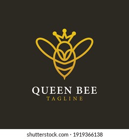 queen bee logo with gold line. looks elegant and simple