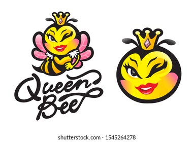 Queen Bee Mascot Logo for Beauty and Fashion Company in Vector Illustration