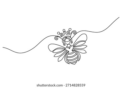 Königin Biene einzeilige Kunst mit Krone eleganten minimalistischen Umriss Design