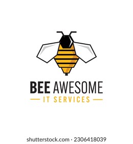 Queen Bee it service logo. Bee honey service graphic design template vector illustration, Cartoon bee icon set. Bee flying on a dotted route isolated on the white background. Vector illustration.