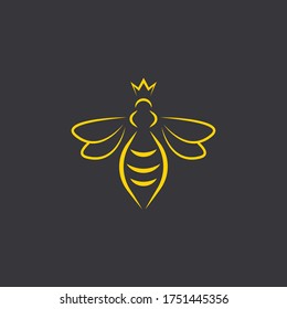 Queen bee vector illustration on grey background.